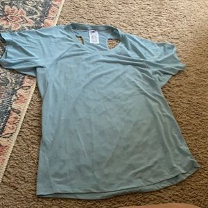 adidas Women's Short Sleeve Light Blue Performance Tee